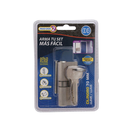 Cilindro Odis Llave-Llave Estándar 70mm Plata Satinado 6 Combinaciones