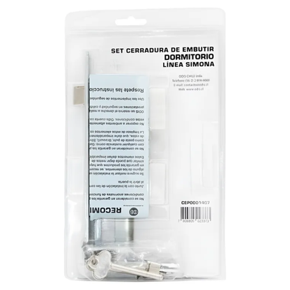 Cerradura Embutir Odis Simona 7040 Dormitorio - Negro