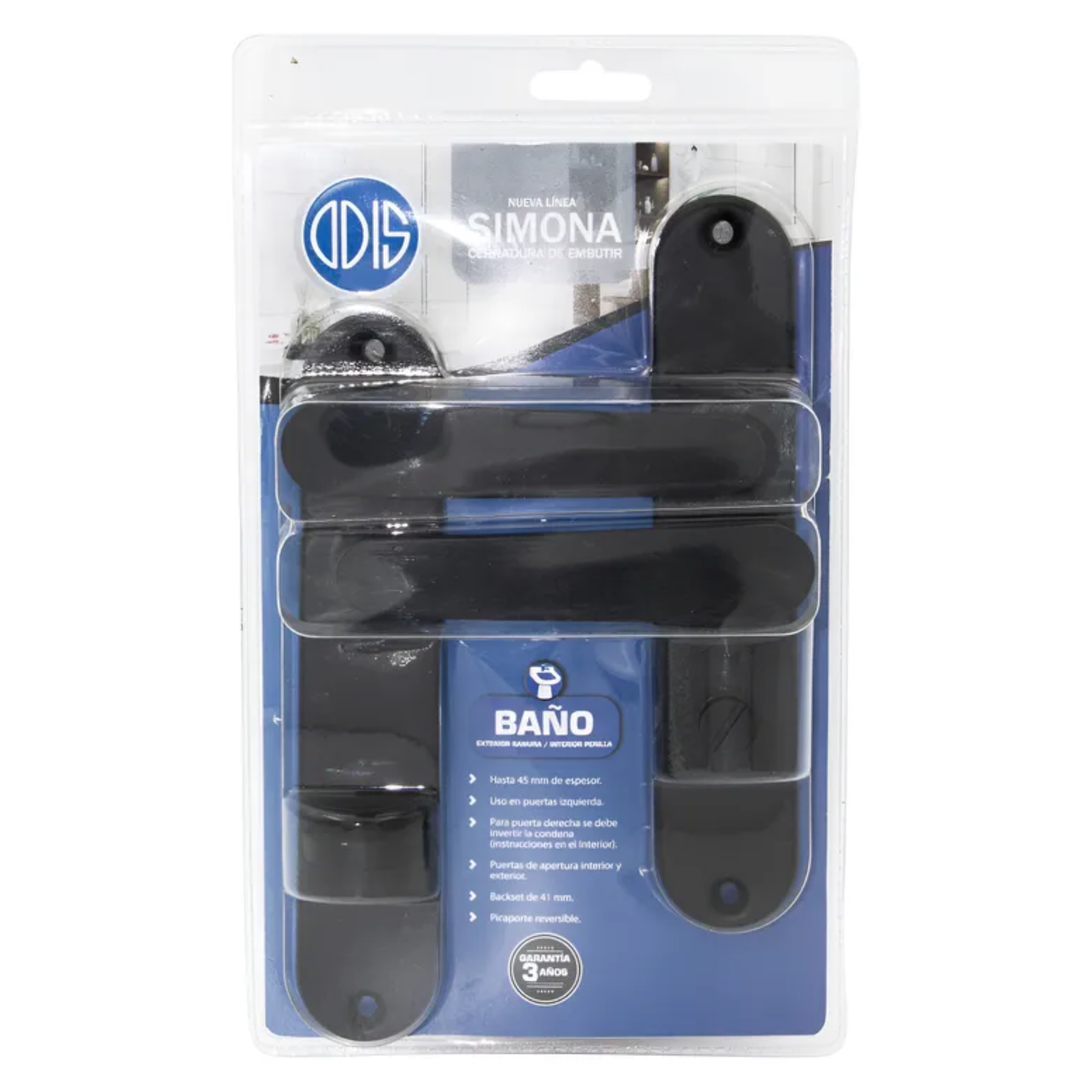 Cerradura Embutir Odis Simona 7040 Baño - Negro