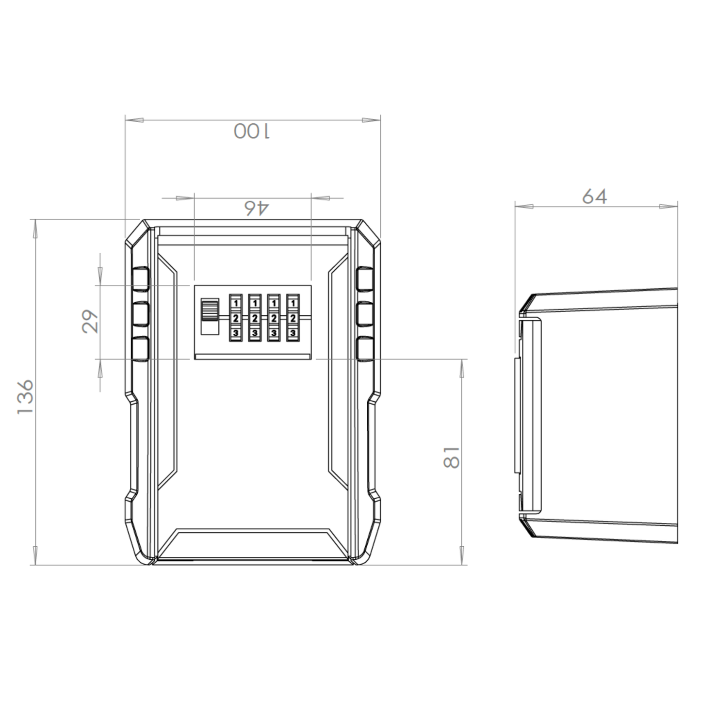 Caja Guarda Llaves XL con clave 130x100x65mm
