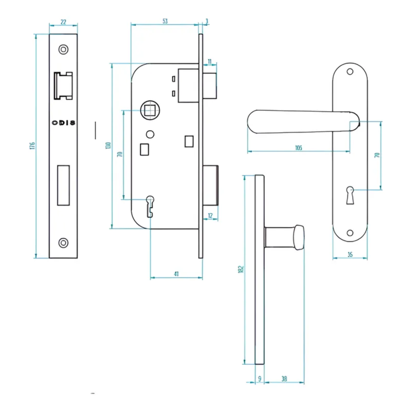 Cerradura Embutir Odis Simona 7040 Dormitorio - Beige