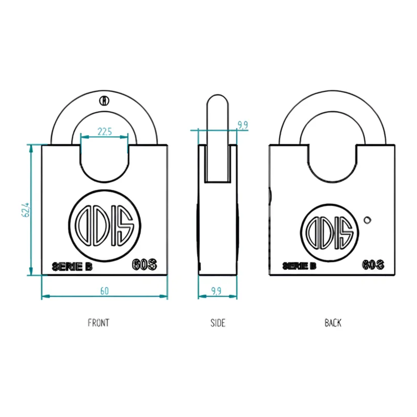 Candado Odis Serie B 60mm con Hombros