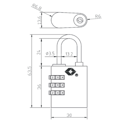 Candado Odis TSA Viaje Maleta  30mm Combinación Línea Explora - Pucón