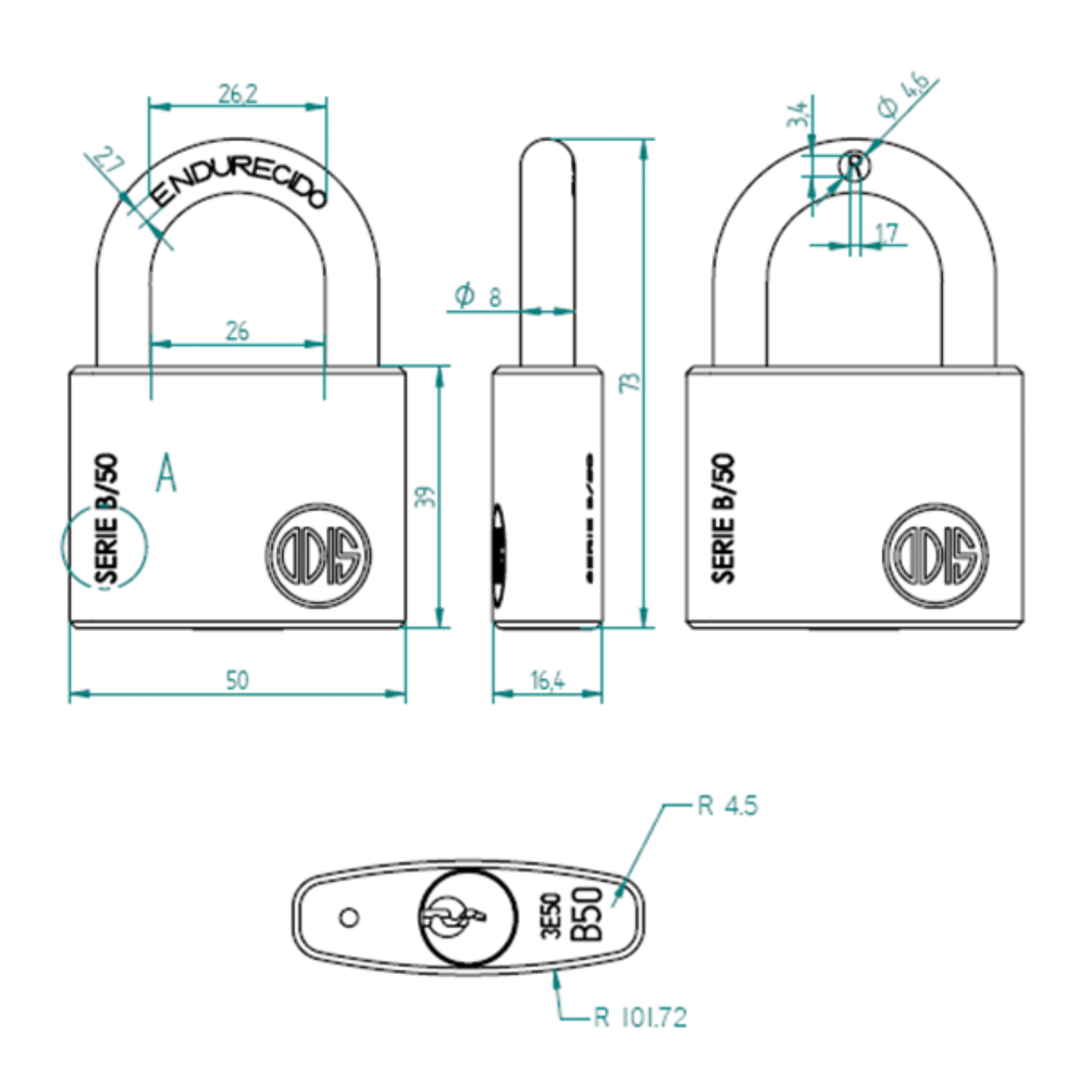 Candado Odis Serie B 50mm