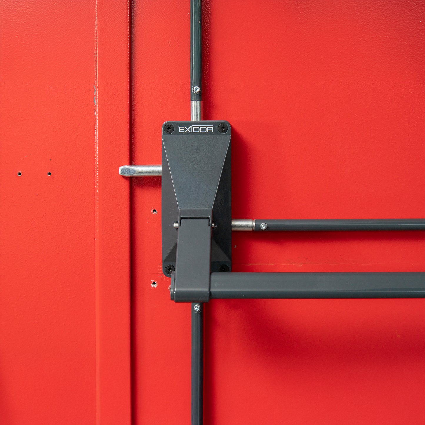 Barra Antipánico Alta Seguridad EXIDOR 704BD con 7 puntos para puerta de 2 hojas