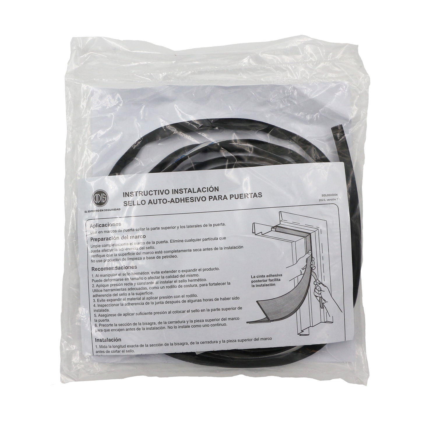 Sello Hermético Odis Adhesivo para puerta negro 6m