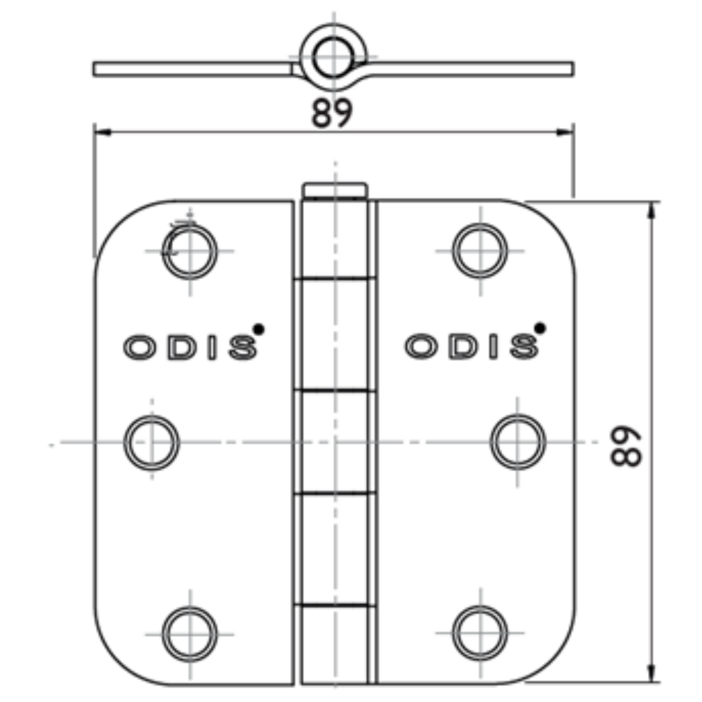 Pack 2 Bisagras Acero Inox Odis 3,5x3,5x2,5 Canto Redondo - Plata