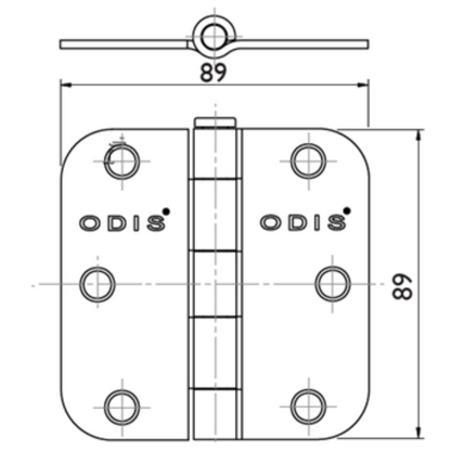 Pack 2 Bisagras Acero Inox Odis 3,5x3,5x2,5 Canto Redondo - Plata