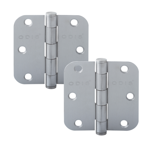 Pack 2 Bisagras Acero Odis 3,5”×3,5”×2,0mm Canto Redondo - Plata