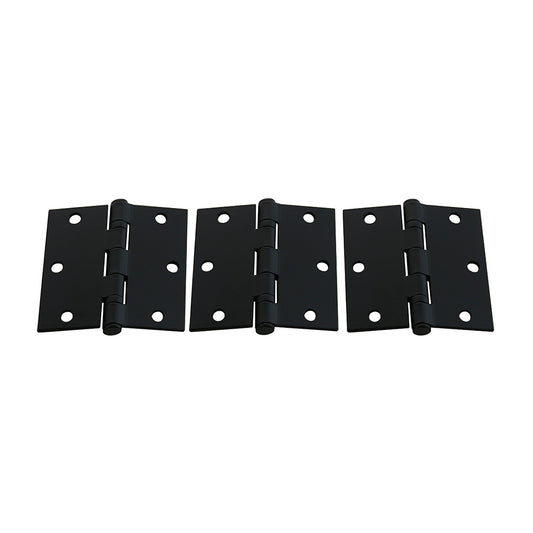 Pack 3 Bisagras Acero Odis 3,5”x3,5”x2,5mm Canto Recto - Negro