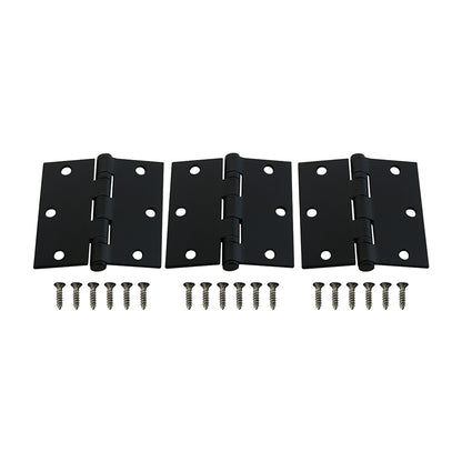 Pack 3 Bisagras Acero Odis 3,5”x3,5”x2,5mm Canto Recto - Negro