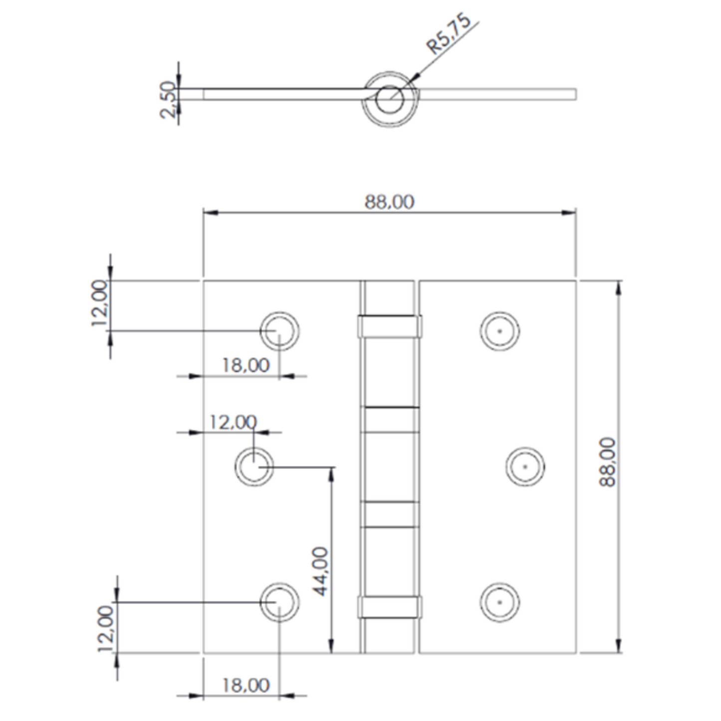 Pack 3 Bisagras Fierro Odis Con Rodamiento 3,5"3,5"2,2 mm canto recto - Plata