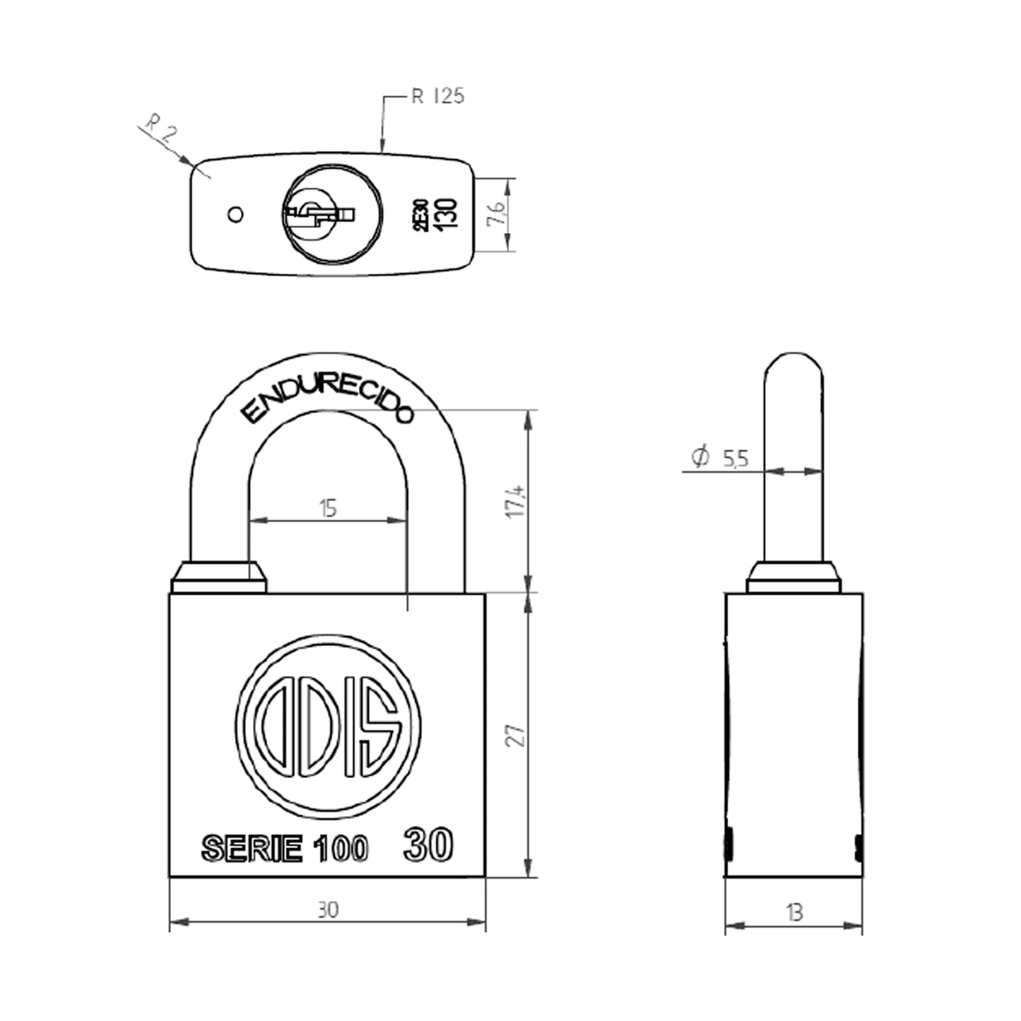 Candado Odis 130 30mm - Llaves Maestra- Servicio Amaestrado