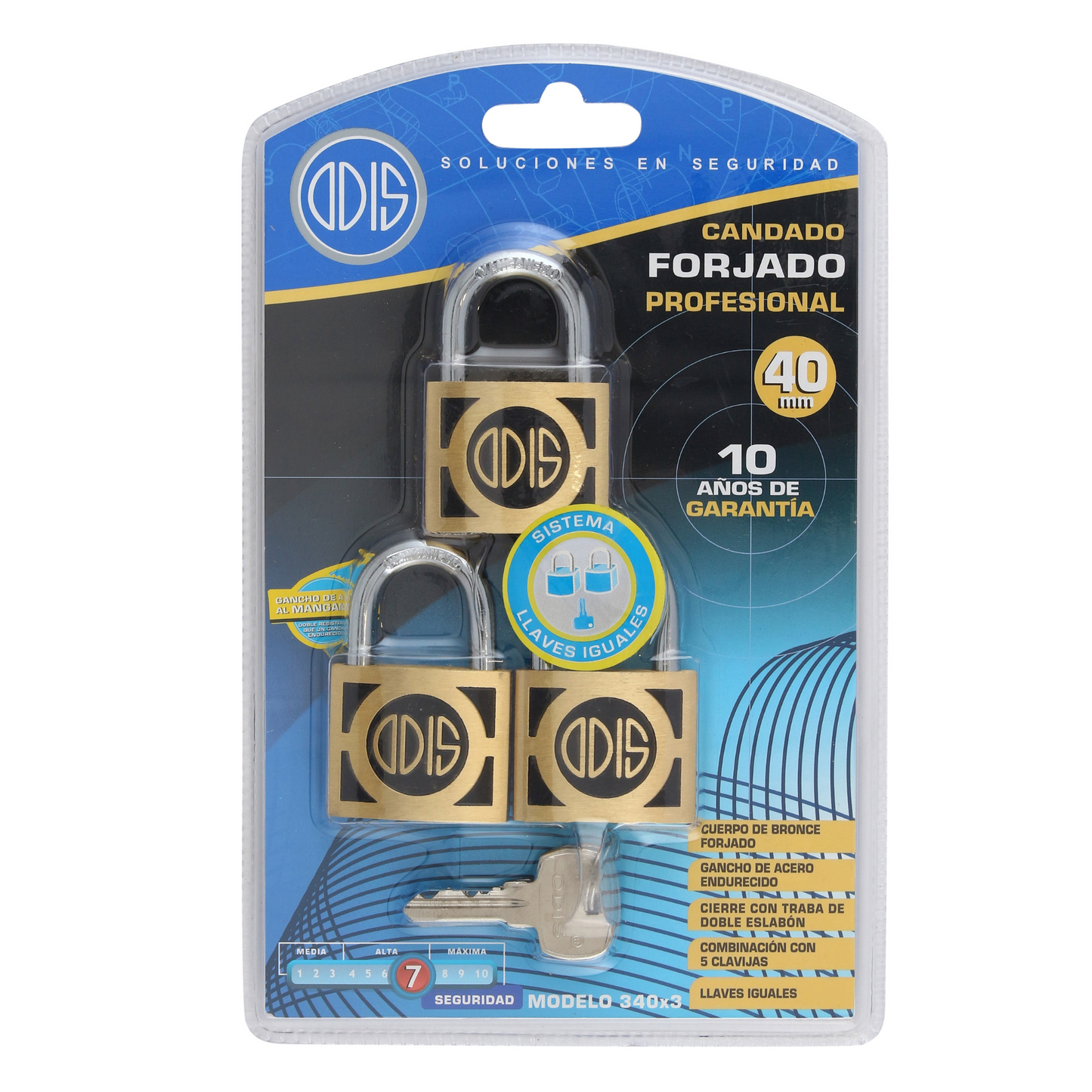 Pack 3 Candados Odis 340 40mm - Llaves Iguales