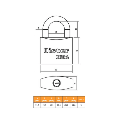 Candado Oister XTRA 30mm