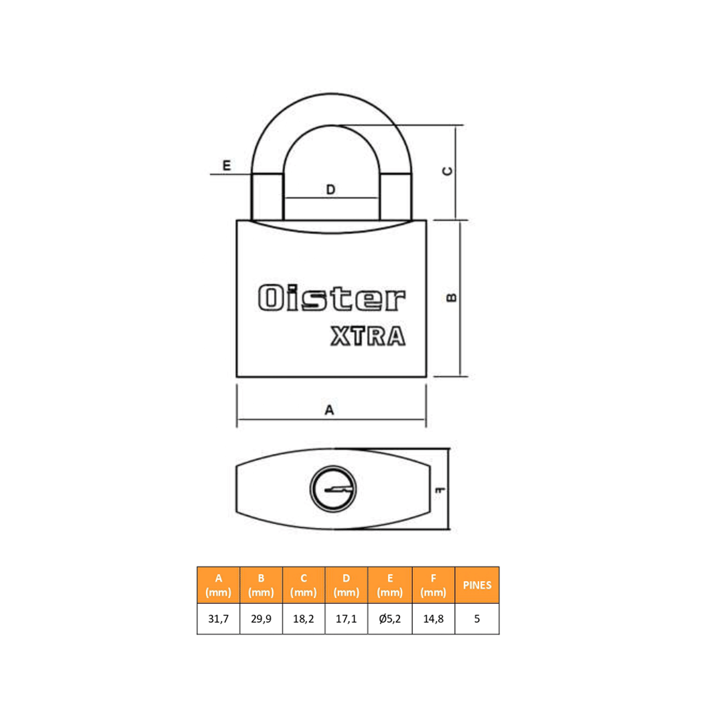 Pack 30 candados Oister XTRA 30mm