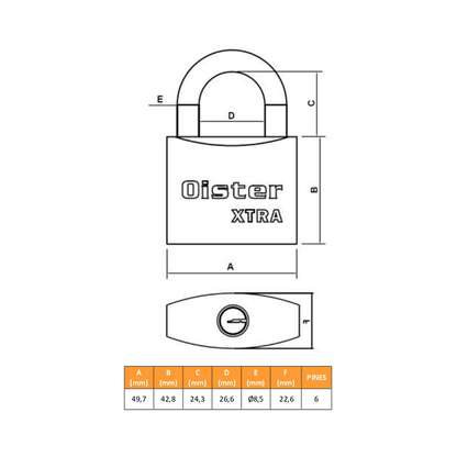 Candado Oister XTRA 50mm