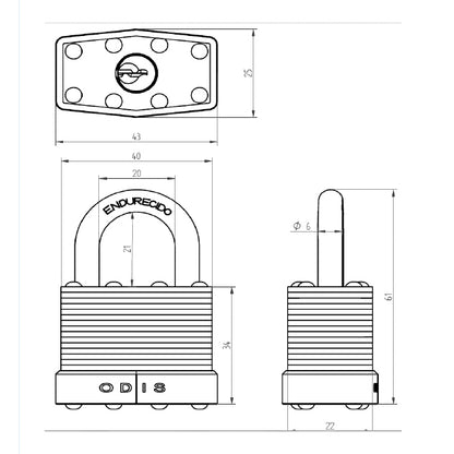 Pack 2 Candados Odis Laminado 40mm - Llaves Iguales