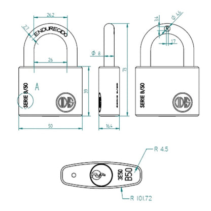 Pack 3 Candados Odis B50 50mm - Llaves Iguales