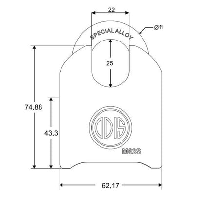 Candado Odis M62SC 62mm Combinación con Hombros