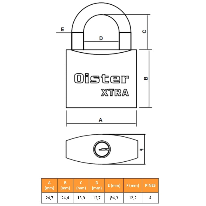 Candado Oister XTRA 25mm