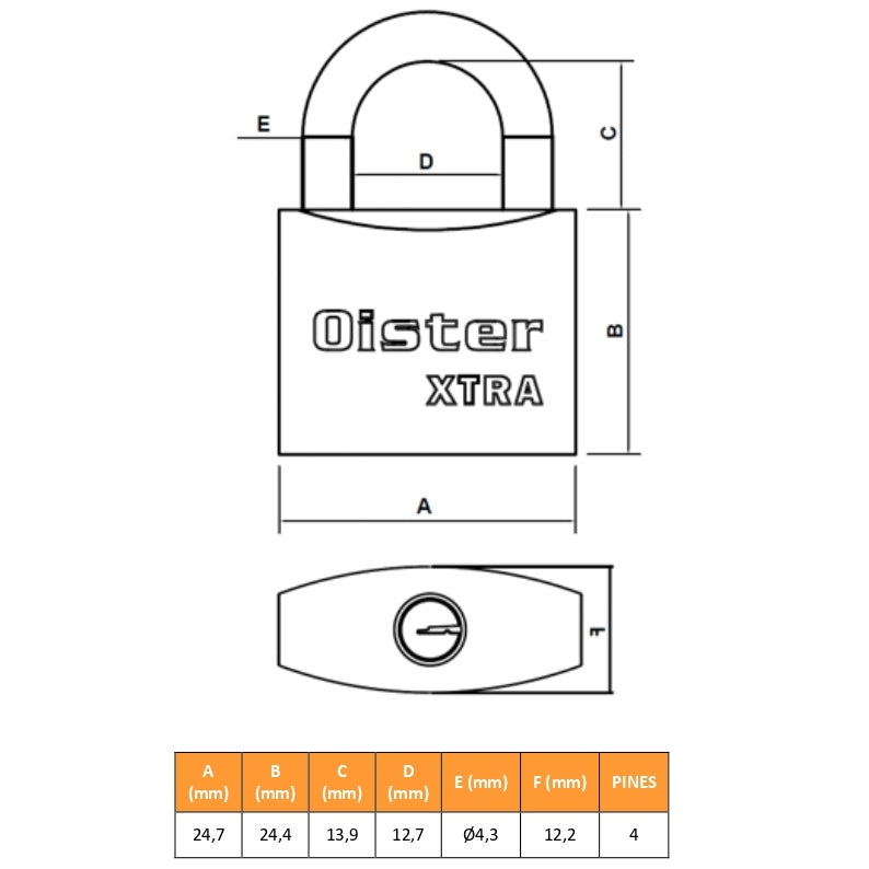 Pack 30 Candados  Oister Xtra 25mm