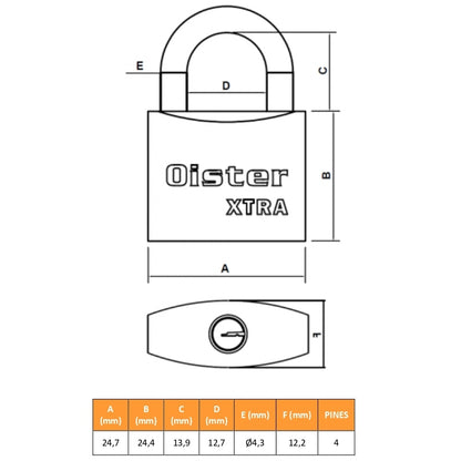 Pack 30 Candados  Oister Xtra 25mm