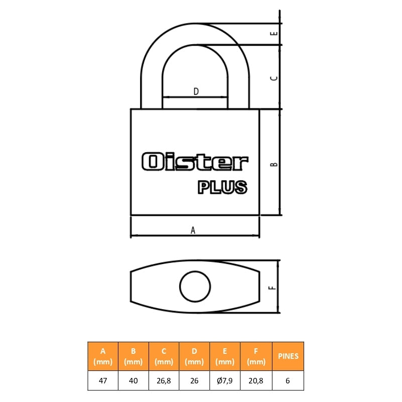 Candado Oister PLUS 50mm