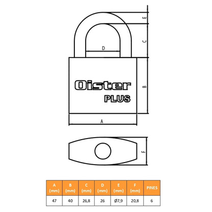 Candado Oister PLUS 50mm