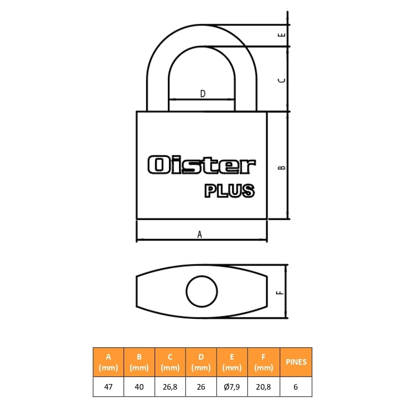 Candado Oister PLUS 60mm