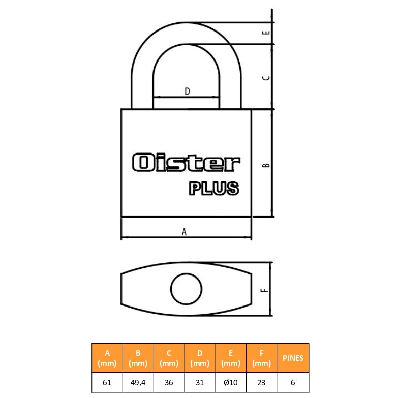 Candado Oister PLUS 40mm