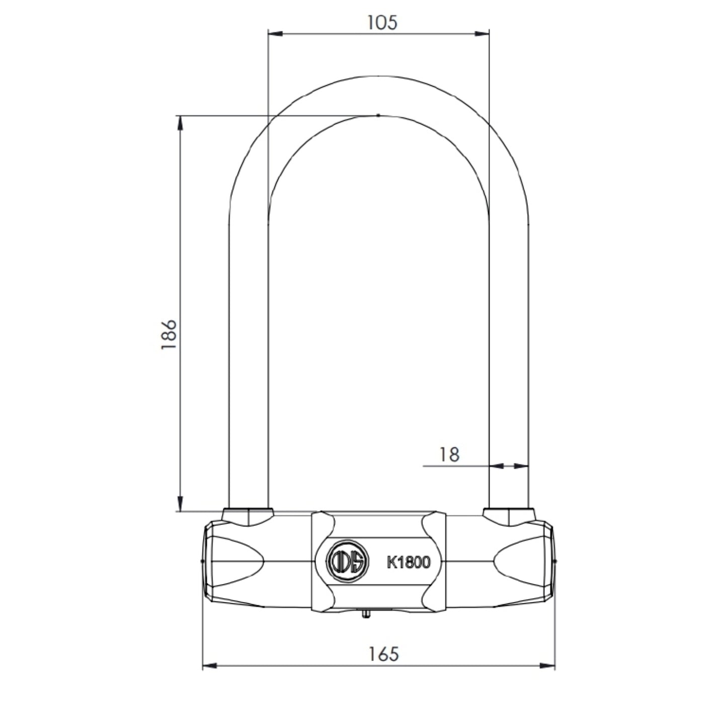 Candado Bicicleta U Lock Odis Bike K1800 18x186mm Llave Disco