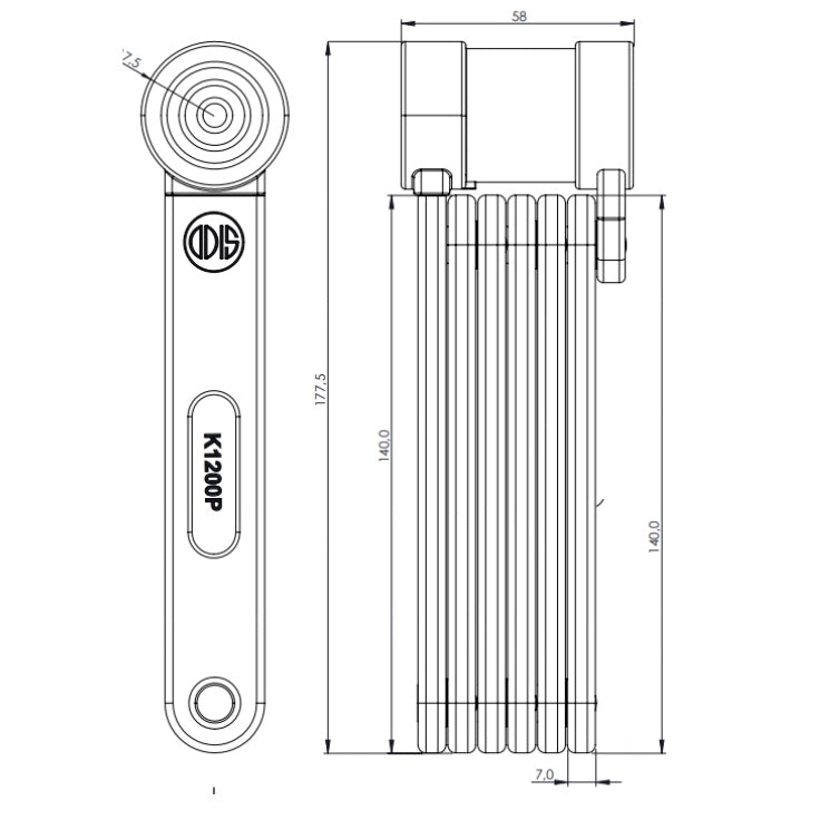 Candado Bicicleta Plegable Odis Bike K1200P - Llave Mapa