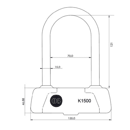 Candado Bicicleta U Lock Odis Bike K1500 15x185mm Llave Mapa