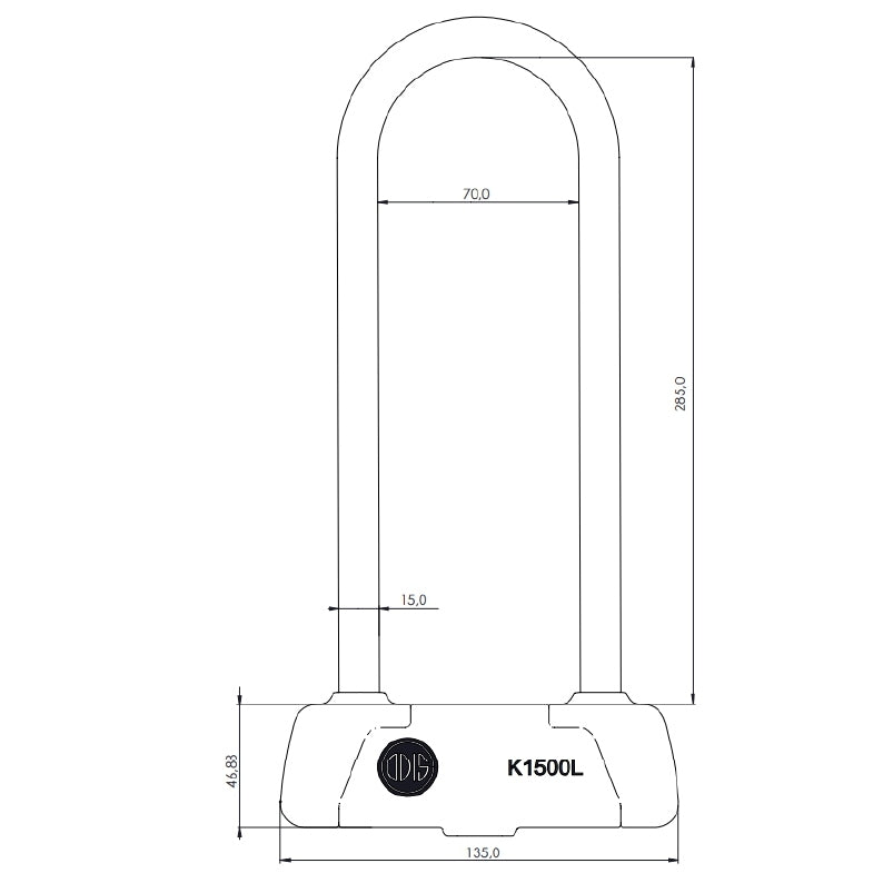 Candado Bicicleta U Lock Odis Bike K1500L 15x285mm Negro Azul Llave Mapa