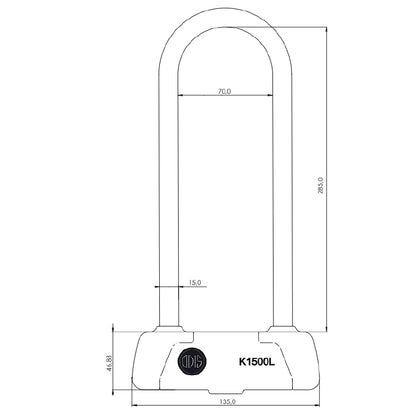 Candado Bicicleta U Lock Odis Bike K1500L 15x285mm Negro Azul Llave Mapa