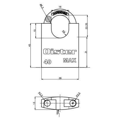 Candado Oister MAX con Hombros 40mm