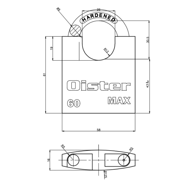 Candado Oister MAX con Hombros 60mm