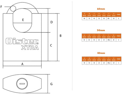 Candado Oister XTRA con Hombros 50mm