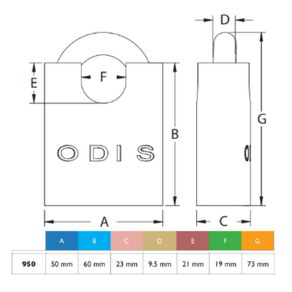 Candado Odis 950 50mm con Hombros