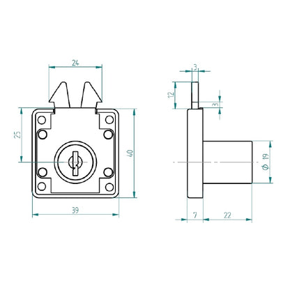 Cerradura para Muebles Odis Corredera 2470-1922