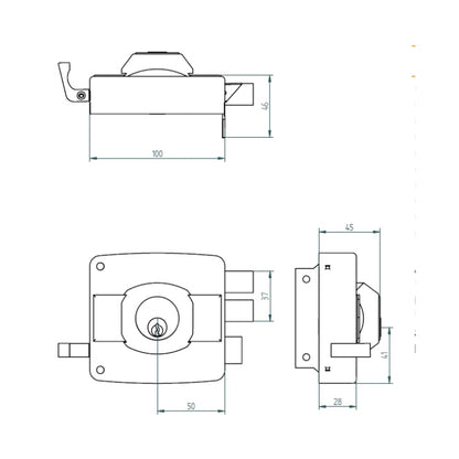 Cerradura Sobreponer Oister 110 - Gris