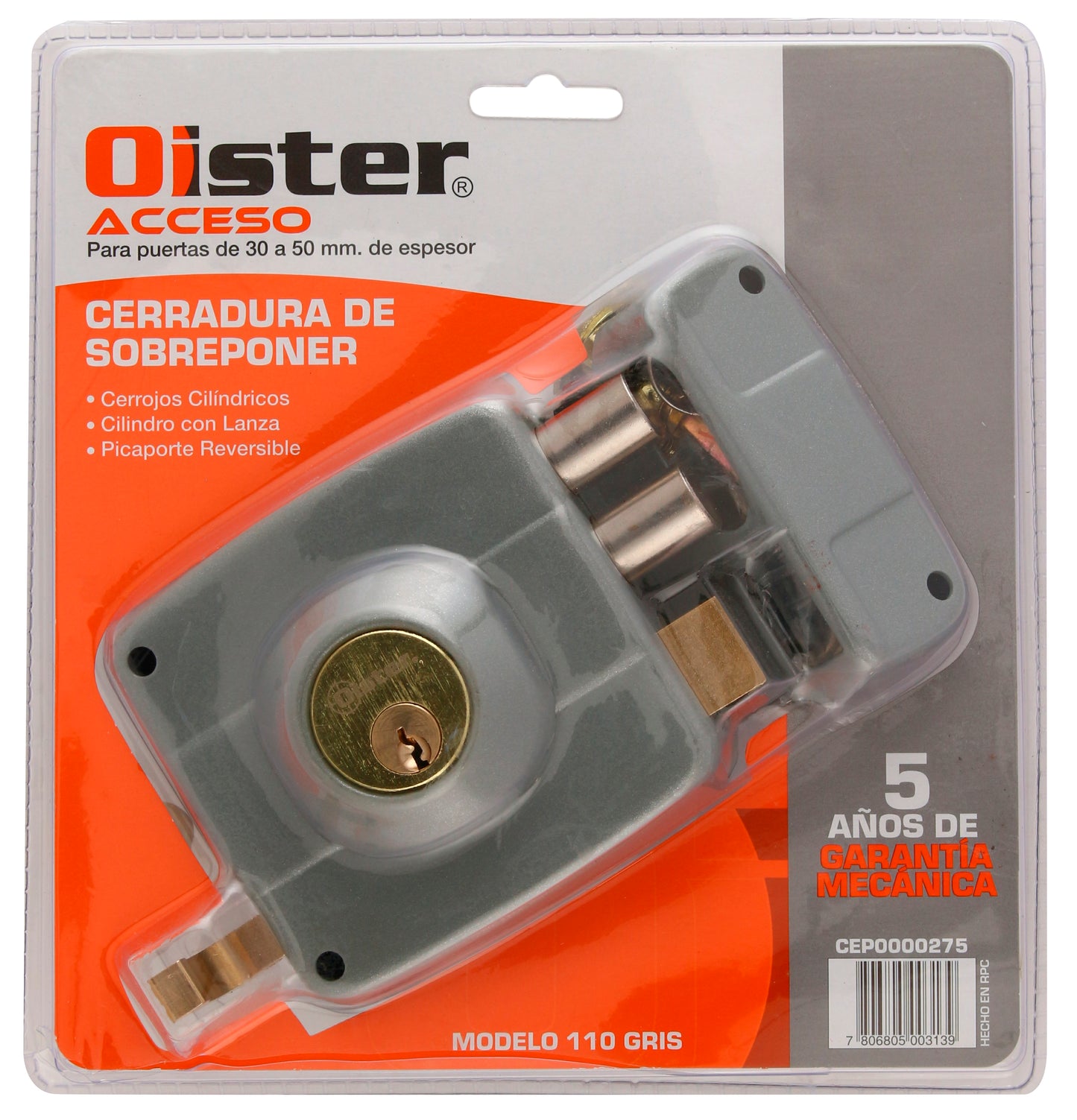 Cerradura Sobreponer Oister 110 - Gris