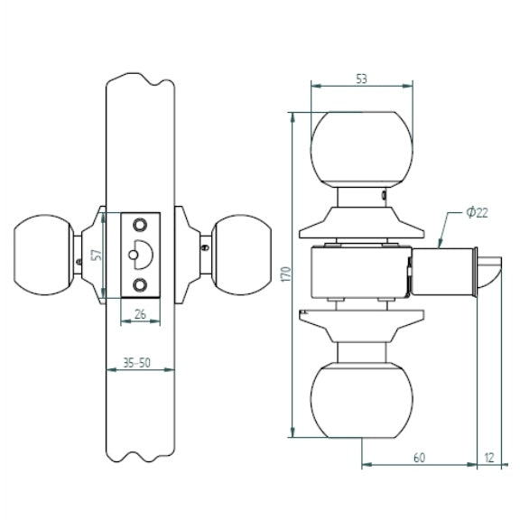 Cerradura Cilíndrica Odis 201 Baño - Plata