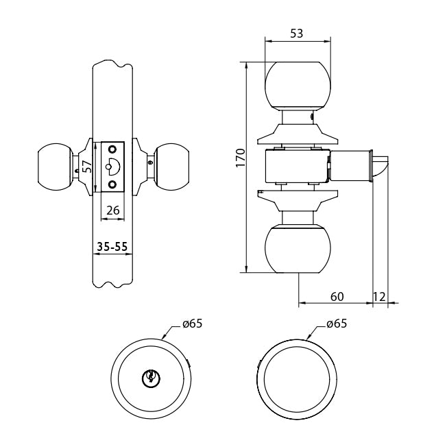 Cerradura Cilíndrica Odis 201 Simple Paso