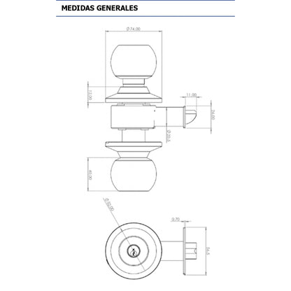 Cerradura Cilíndrica Oister 101 Baño