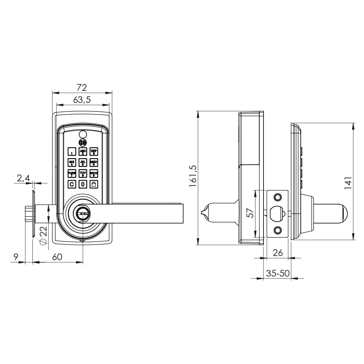 Cerradura Digital Odis con Manilla 6600 - Plata