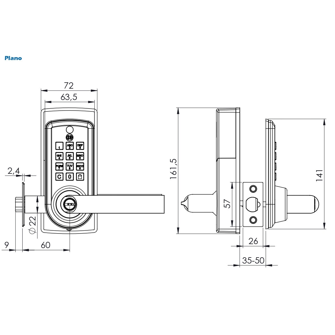 Cerradura Digital Odis con Manilla 6600 - Negro