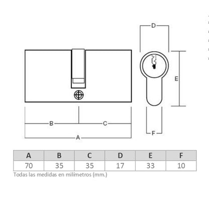 Cilindro Odis Llave-Llave Estándar 70mm (35-35)