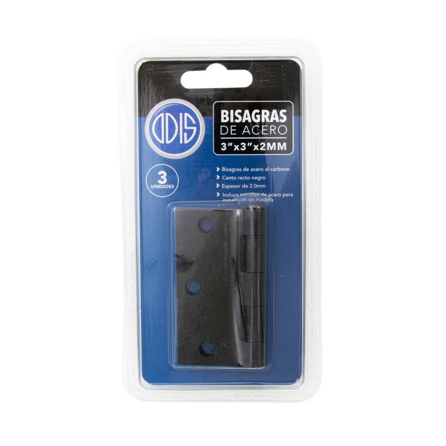 Pack 3 Bisagras Acero Odis 3” X 3”X 2,0mm - Negro